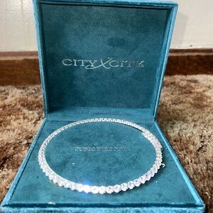 Silver Cubic Zirconia Tennis Necklace - Clear